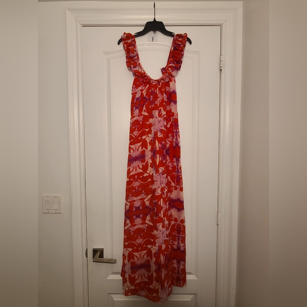 River Island Floral Ruffle Maxi Dress (Size US 6) UK10
